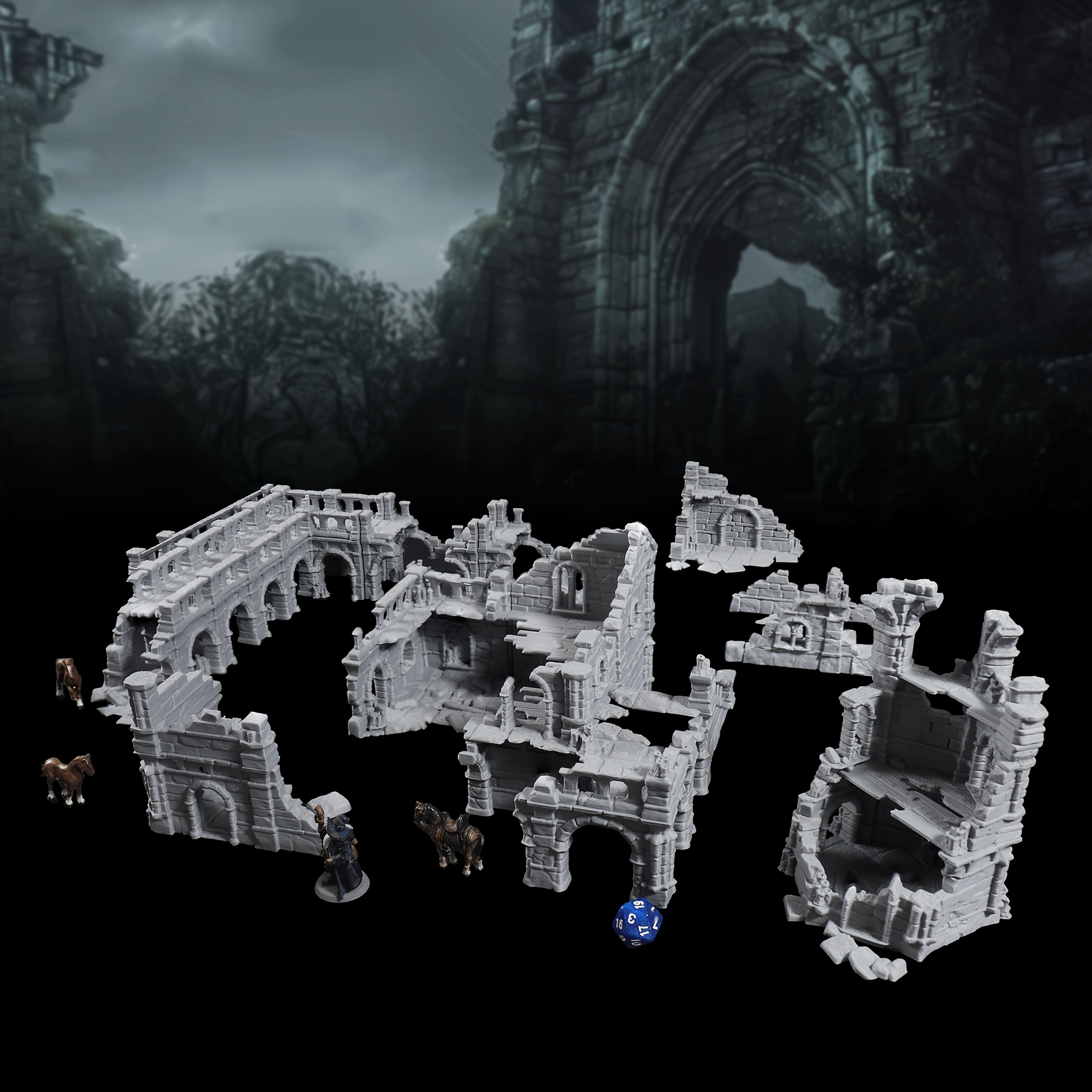 Ruined Noble House and Tower Terrain